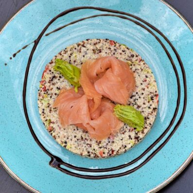 Salomon quinoa salad dish Agora Residence Cafe Chios
